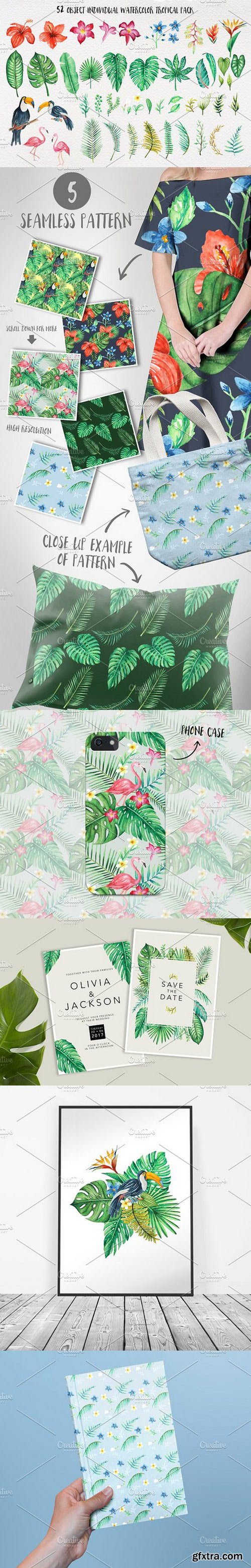 CM - TROPICAL Watercolor clip art pack 1612614