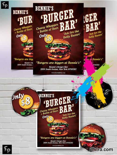 Creativemarket - Bennies Burger Bar Flyer 1756067