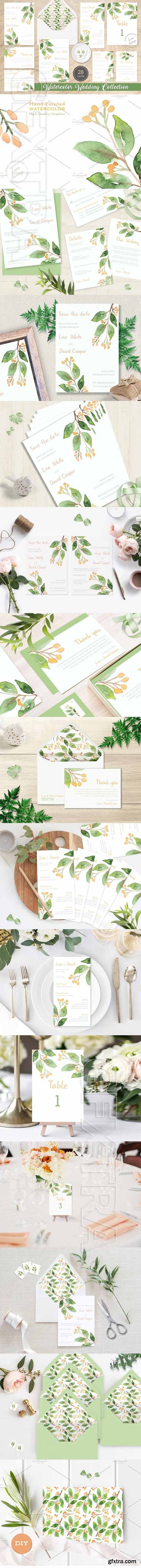 Creativemarket - Floral Watercolor Wedding Suite 1756492