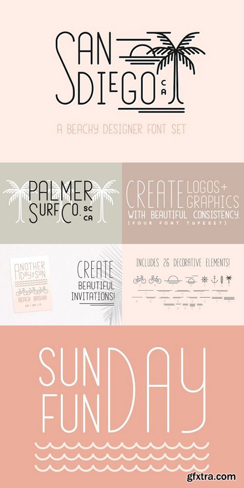 CM - San Diego | Beach Designer Font Set 1664481