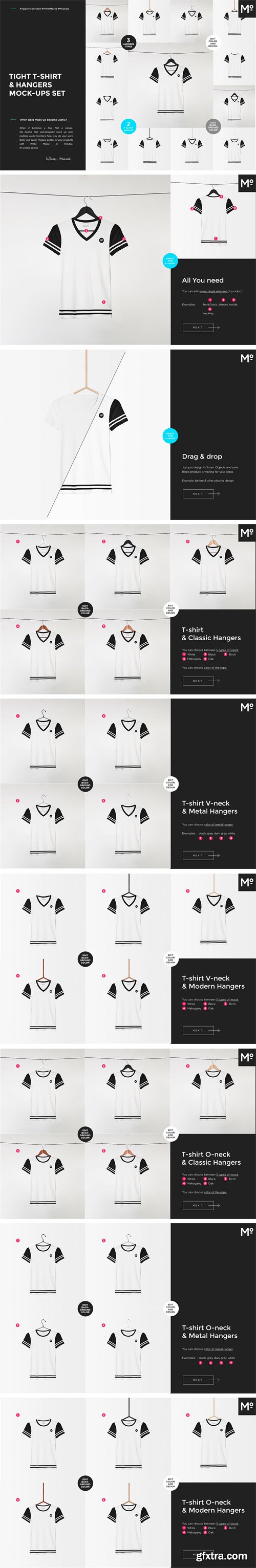 CM - Tight T-shirt & Hangers Mock-ups Set 1724571