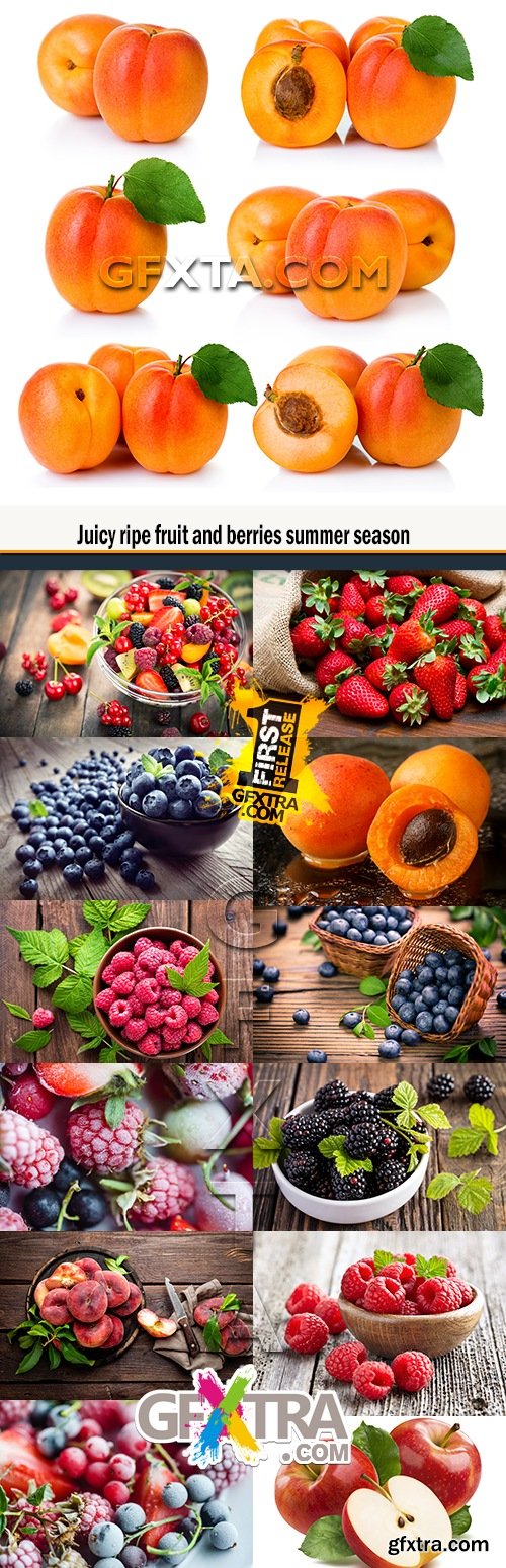 Juicy ripe fruit and berries summer season