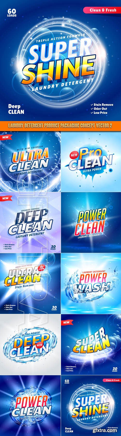 Laundry detergent product packaging concept vector 2