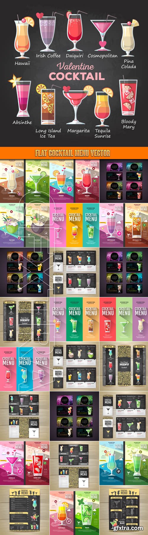 Flat Cocktail Menu vector