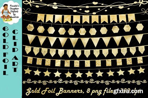 CM - Gold Foil Bunting Clip Art 1615127