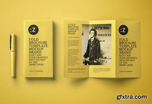 Z Fold Psd Brochure Mockup US A4