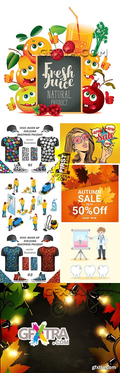 Modern vector illustrations collection different subjects 7