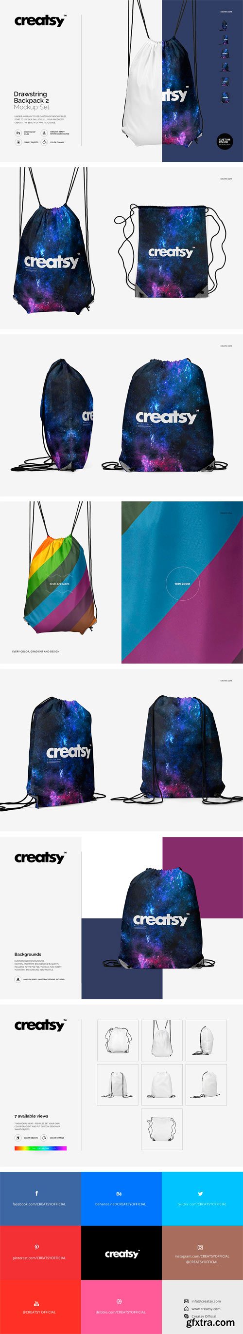 Download CM - Drawstring Backpack 2 Mockup Set 1709775 » GFxtra