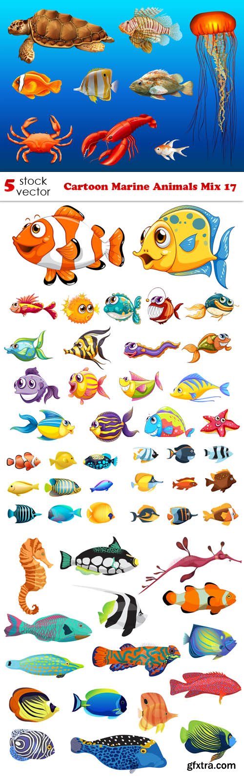 Vectors - Cartoon Marine Animals Mix 17