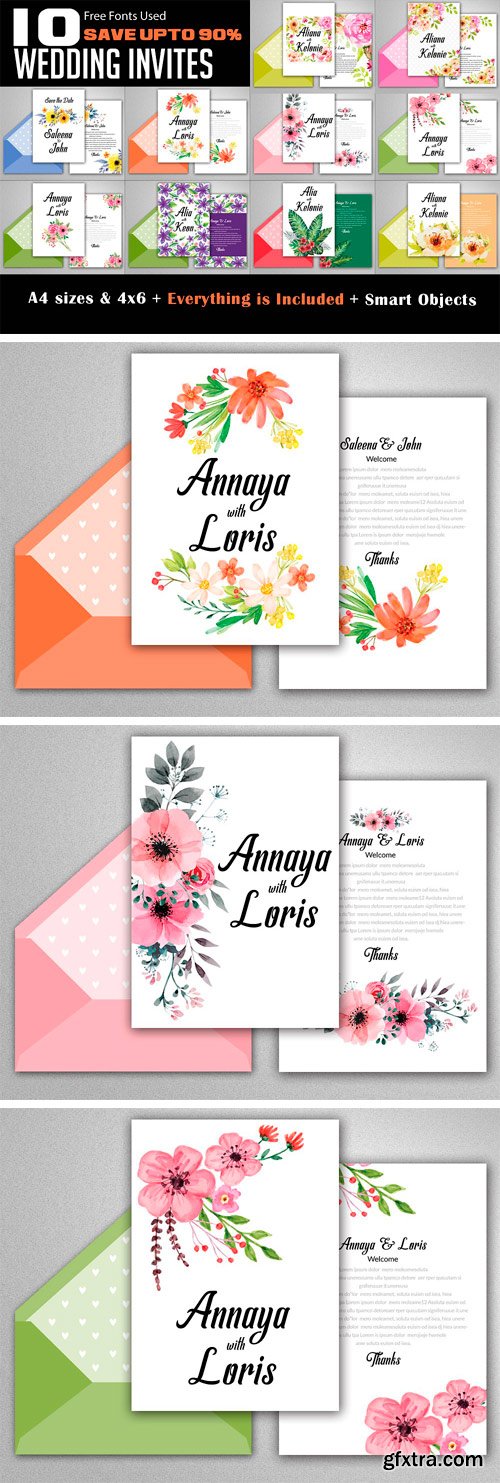 CM - 10 Wedding Invites Bundle Vol.02 1725818