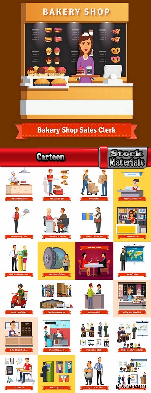 Cartoon image of different professions infographics businessman 2-25 Eps