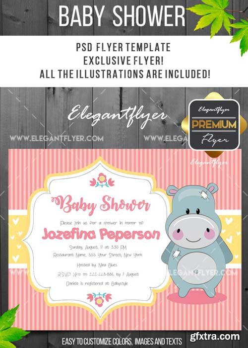 Baby Shower V11 Flyer PSD Template + Facebook Cover