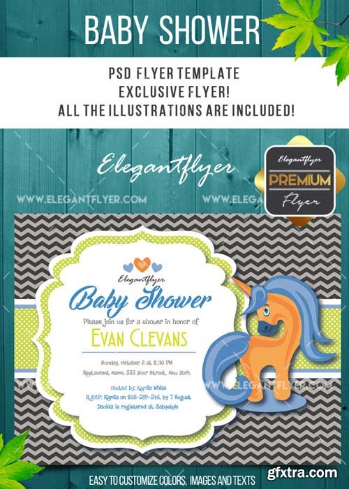 Baby Shower V12 Flyer PSD Template + Facebook Cover