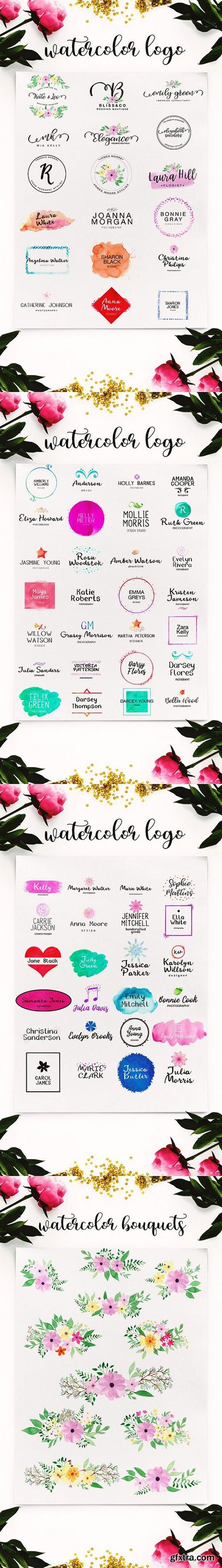 CM - Watercolor Logo Kit + 8 Fonts! 1710489