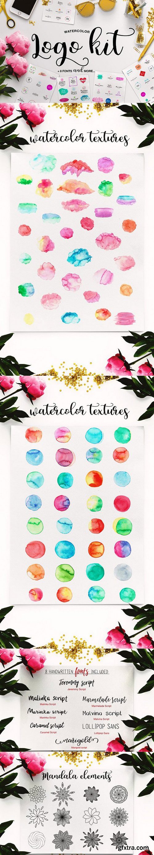 CM - Watercolor Logo Kit + 8 Fonts! 1710489