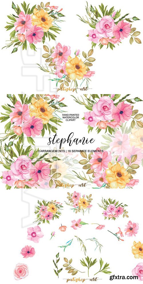 CreativeMarket - Blush Roses Watercolor Flowers Set 1719274