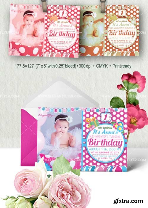 Birthday Party Pink V10 Invitation PSD Template