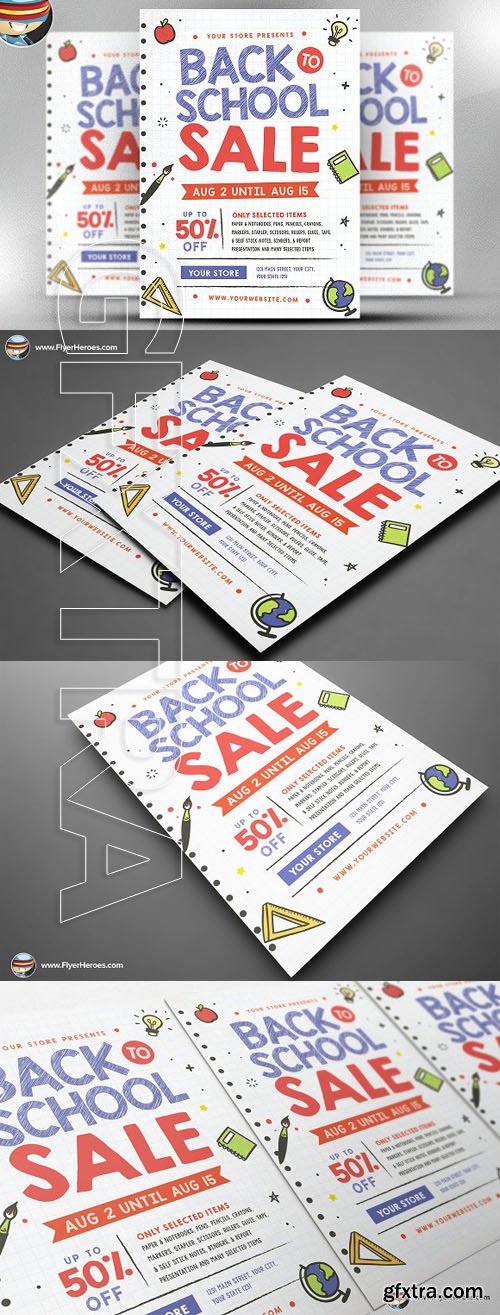 CreativeMarket - Back to School Sale 2 Flyer Template 1777133