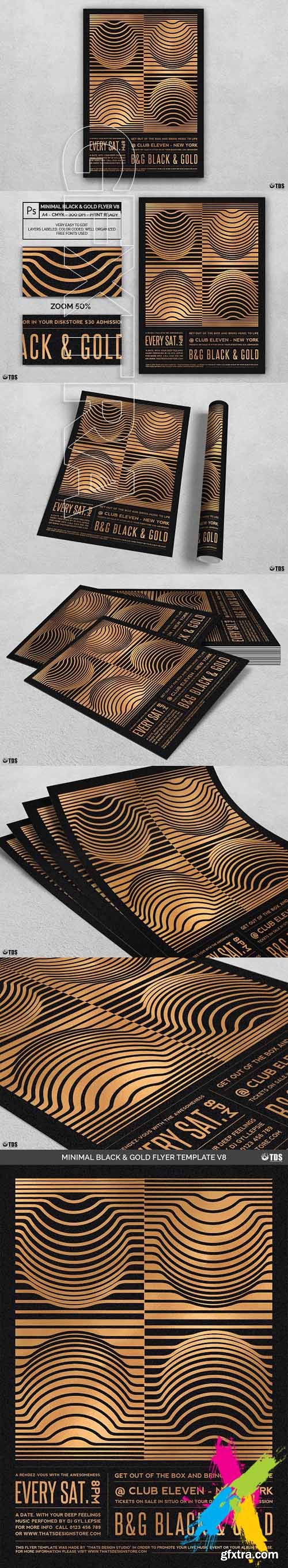 CreativeMarket - Minimal Black and Gold Flyer V8 1776859