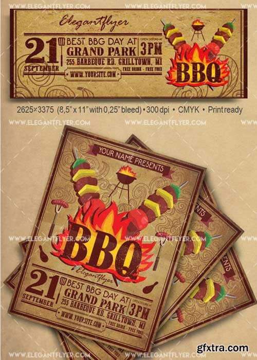 BBQ Flyer Template V25 Flyer PSD Template + Facebook Cover