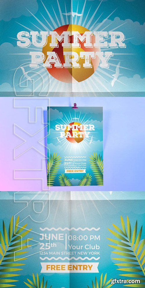 CreativeMarket - Tropical Summer Party Flyer 1756080