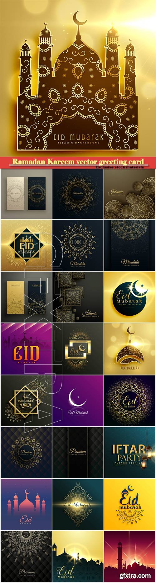 Ramadan Kareem vector greeting card, islamic background # 22