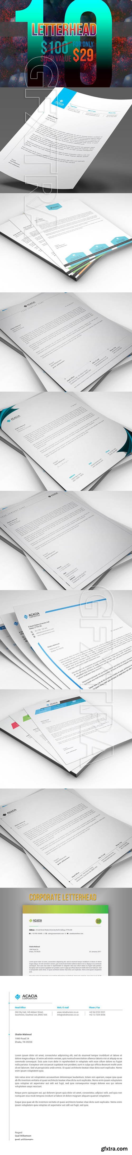 CreativeMarket - 10 Letterheads (Bundle) 1766145