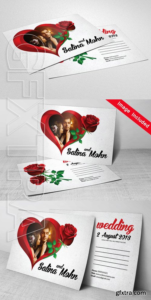 CreativeMarket - Wedding Postcard Invite 1766397