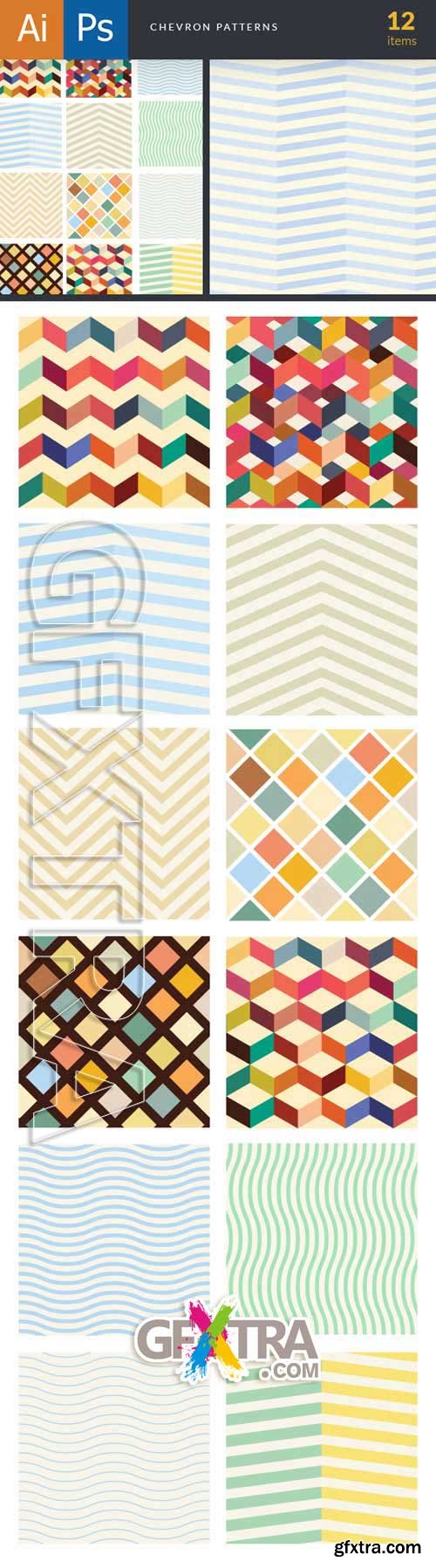 Super Premium Patterns Bundle - Chevron Stripes - Stock Vector