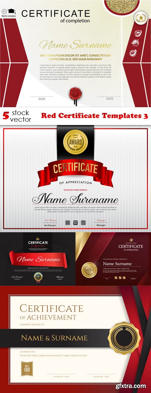 Vectors - Red Certificate Templates 3