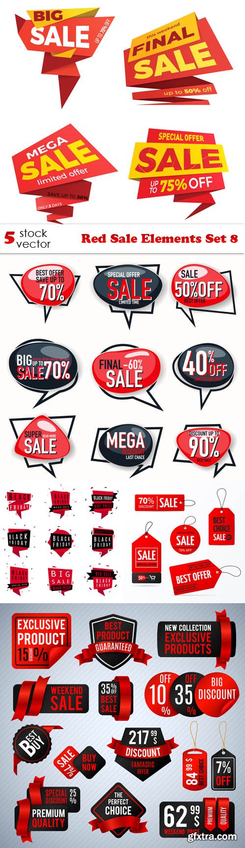 Vectors - Red Sale Elements Set 8