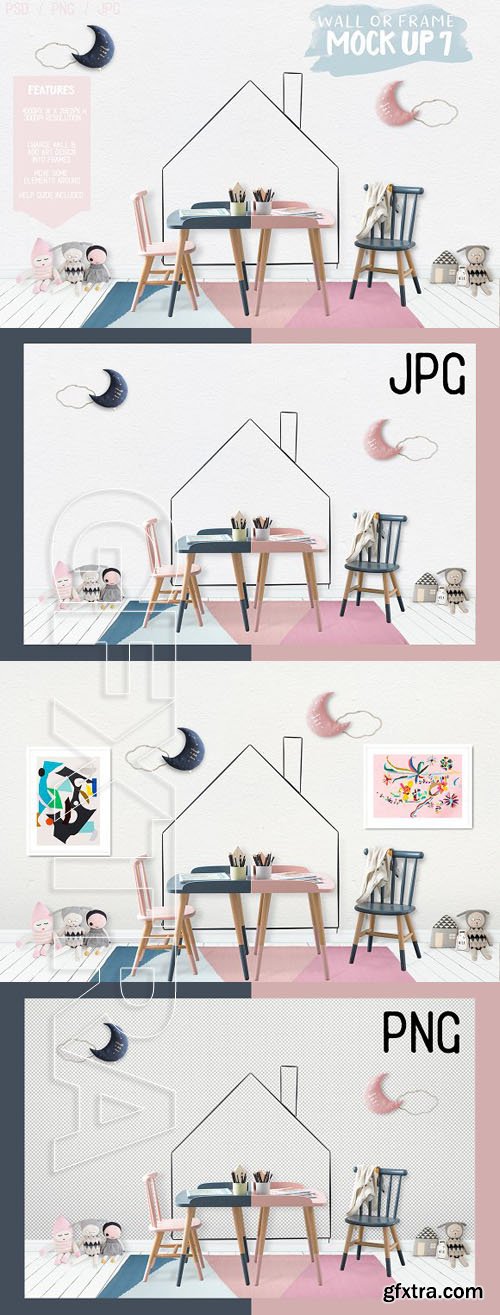 CreativeMarket - Kids Room Wall Frame Mock Up 7 1776934