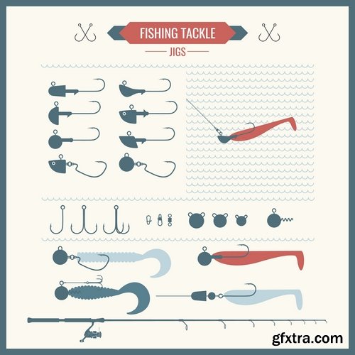 Bussiness infographics fishing tackle hook lure wobblers 25 Eps