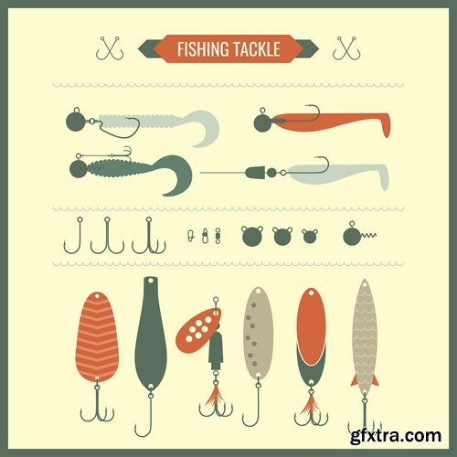 Bussiness infographics fishing tackle hook lure wobblers 25 Eps