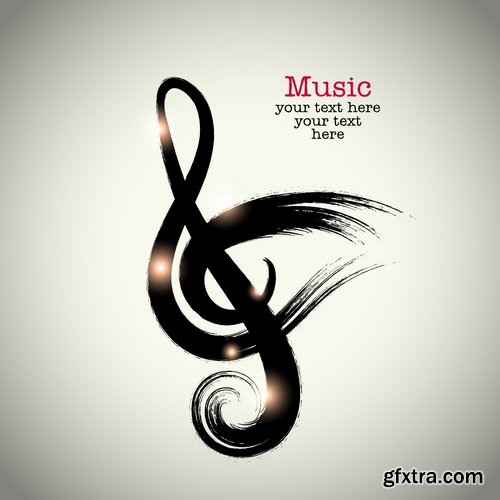 Different musical background is fleur banner banner treble clef music notes 25 EPS