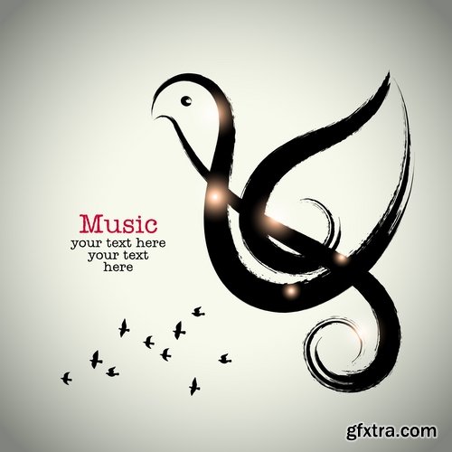 Different musical background is fleur banner banner treble clef music notes 25 EPS