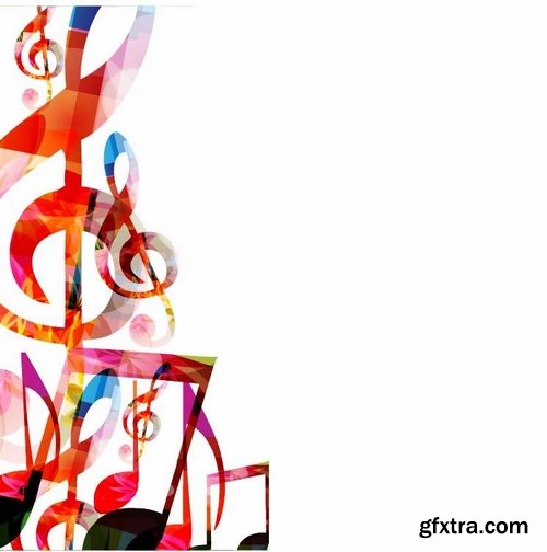 Different musical background is fleur banner banner treble clef music notes 25 EPS