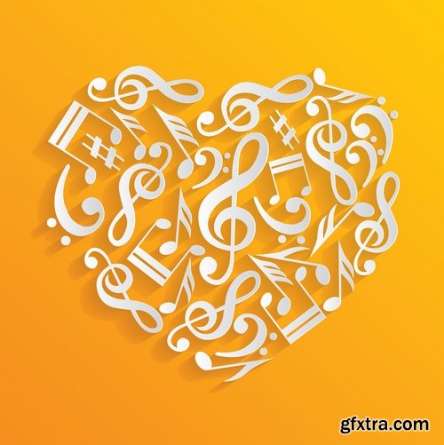 Different musical background is fleur banner banner treble clef music notes 25 EPS