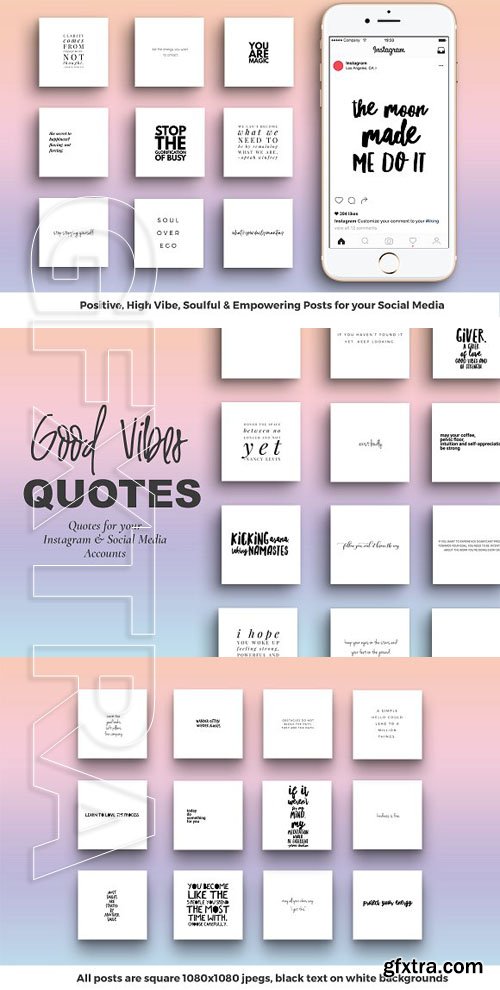 CreativeMarket - Good Vibes Social Media Quotes 1739262