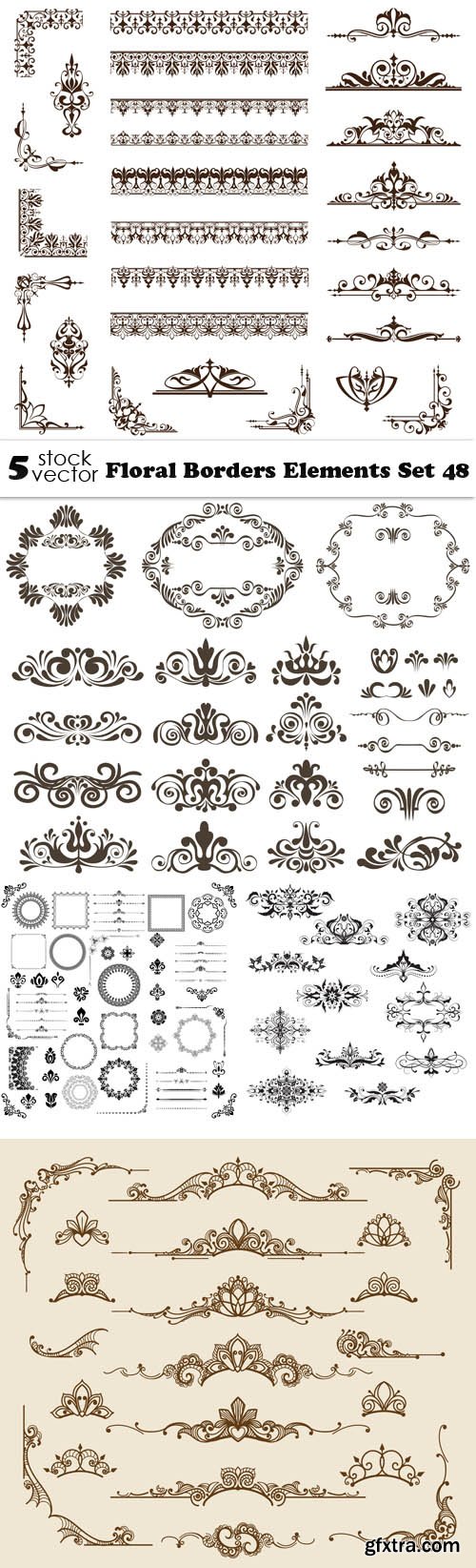 Vectors - Floral Borders Elements Set 48