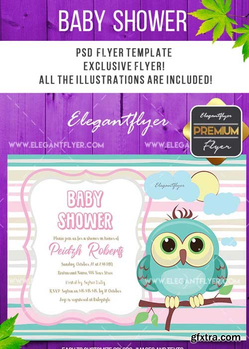 Baby Shower V13 Flyer PSD Template + Facebook Cover