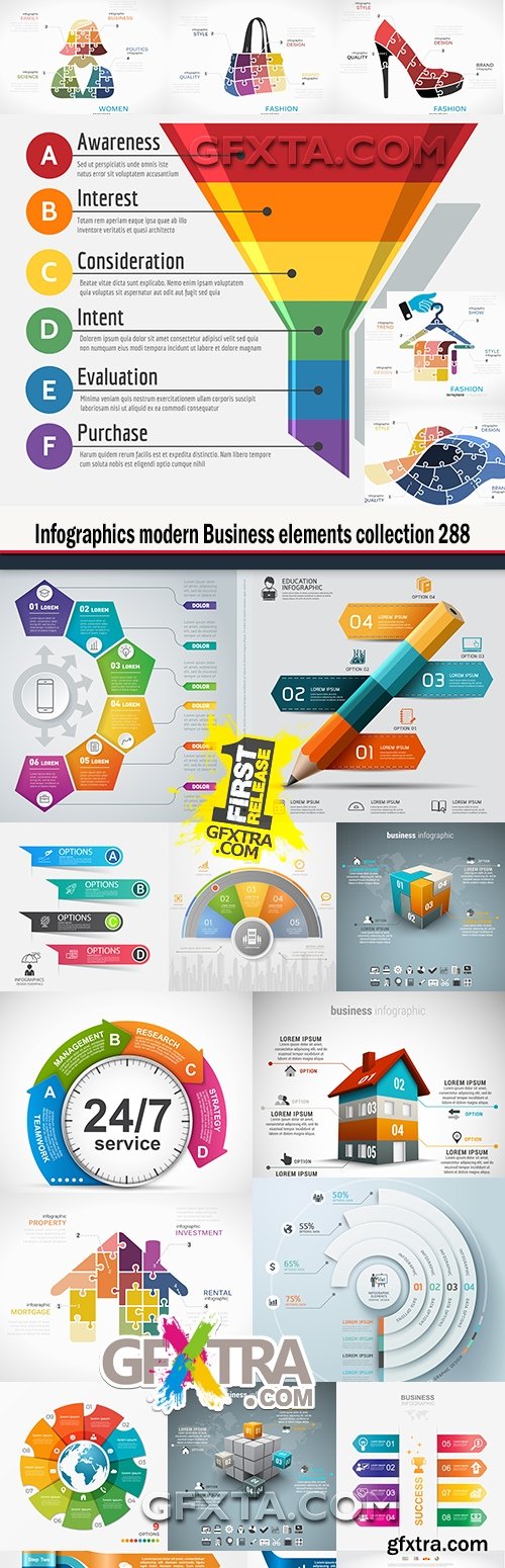 Infographics modern Business elements collection 288