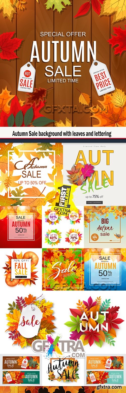 Autumn Sale background with leaves and lettering