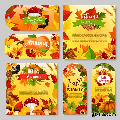 Autumn sale vector banner set of fall season discount price offer