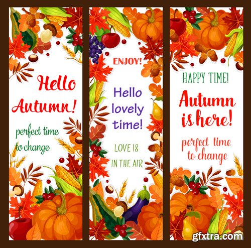 Autumn sale vector banner set of fall season discount price offer