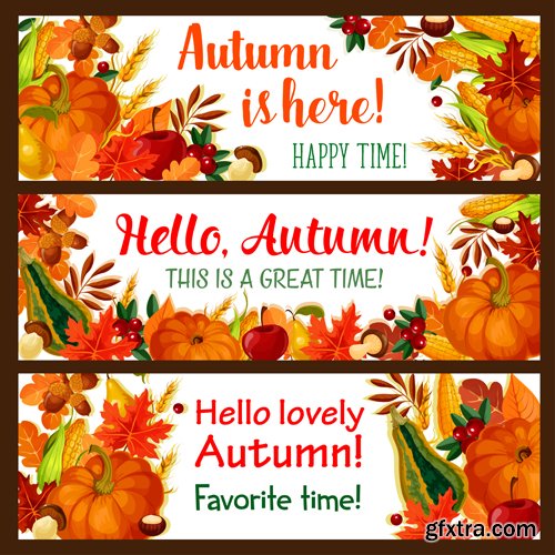 Autumn sale vector banner set of fall season discount price offer