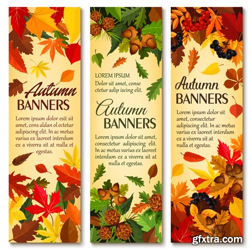 Autumn sale vector banner set of fall season discount price offer