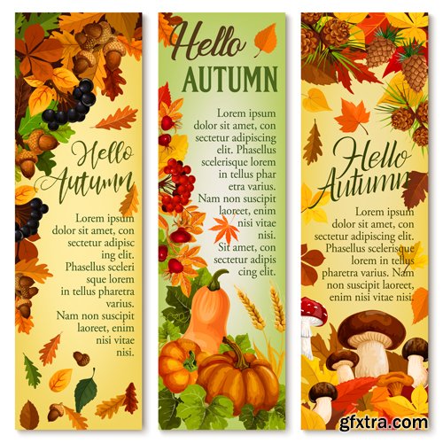 Autumn sale vector banner set of fall season discount price offer