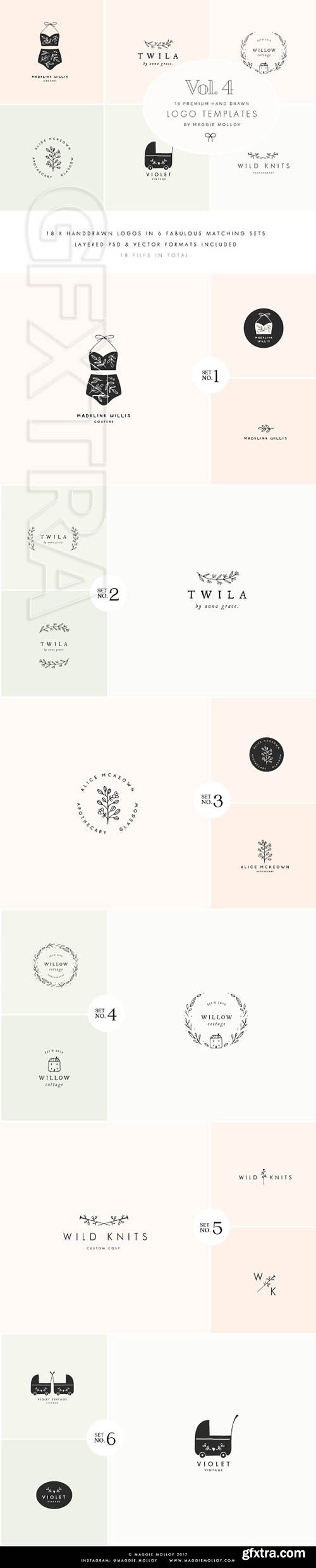 CreativeMarket - Feminine Premade Logo Bundle Vol.4 1790081