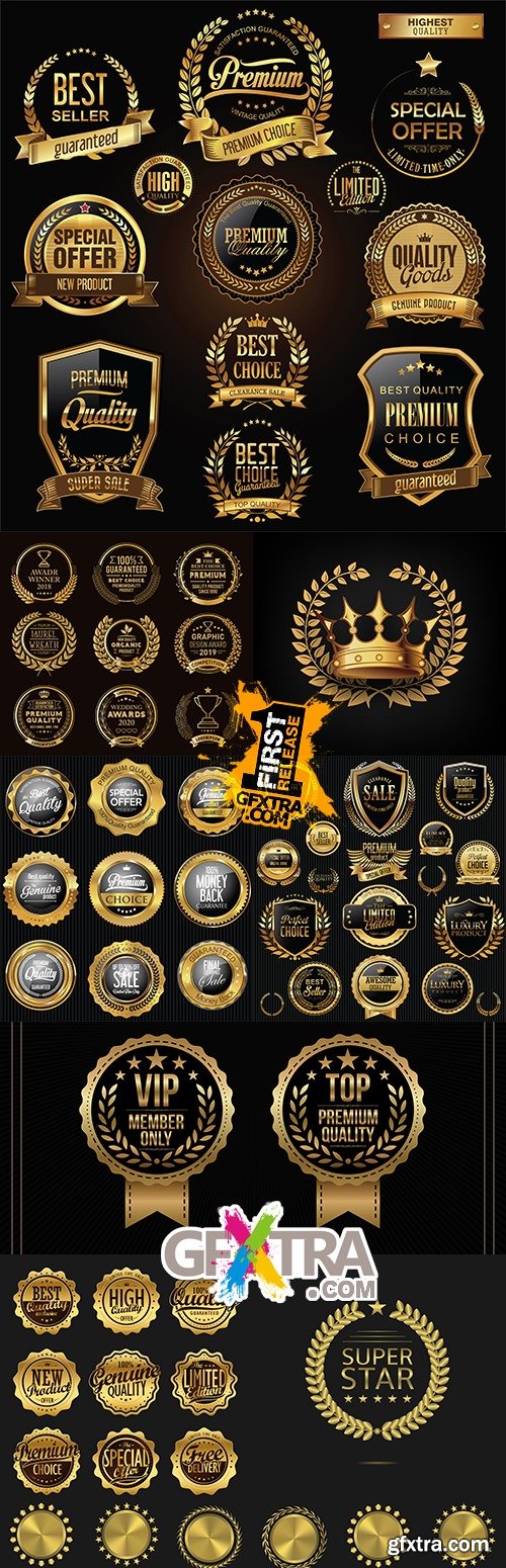 Premium golden badges and luxury labels collection 18